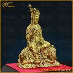 Tượng Phổ Hiền Bồ Tát đồng vàng kích thước 24x15cm nặng 1,5kg