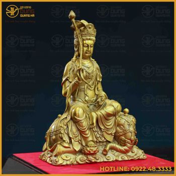Tượng Phổ Hiền Bồ Tát đồng vàng kích thước 24x15cm nặng 1,5kg