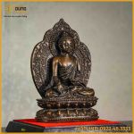 Tượng Phật Dược Sư đồng vàng hun cao 28cm