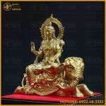 Tượng bồ Tát Phổ Hiền đồng vàng mộc kích thước 30x30x15cm nặng 5kg