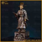 Tượng Tô Hiến Thành đồng đỏ khảm tam khí kích thước 70x23x40cm nặng 22kg