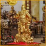 Tượng Quan Vân Trường đứng bệ tùng dát vàng cao 63cm