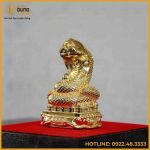 Tượng rắn đồng vàng mạ vàng kích thước 17x13cm nặng 1kg