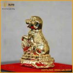 Tượng chó đồng vàng mạ vàng kích thước 15x12x1,2kg
