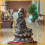 Tượng Phật Quán Thế Âm đồng vàng hun cao 40cm ngang 27cm
