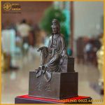 Tượng Quan Âm Tự Tại đồng vàng hun cao 40cm