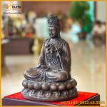 Tượng Phật Đại Thế Chí bồ tát đồng vàng hun nâu cao 30cm
