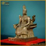 Tượng Âu Cơ đồng vàng giả cổ cao 16cm