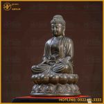 Tượng Phật A Di Đà đồng vàng hun cao 30cm