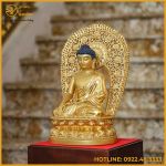 Tượng Thích Ca Nepal đồng đỏ dát vàng cao 40cm