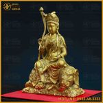 Tượng Phổ Hiền Bồ Tát đồng vàng kích thước 24x15cm nặng 1,5kg