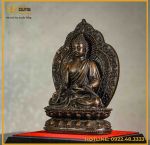 Tượng Phật Dược Sư đồng vàng hun cao 28cm