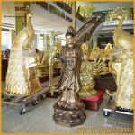Tượng Phật Bà Quan Âm đồng đỏ làm màu cổ kính cao 1m8