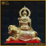Tượng bồ Tát Phổ Hiền đồng vàng mộc kích thước 30x30x15cm nặng 5kg