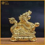 Tượng rồng đồng vàng mạ vàng kích thước 18x13cm nặng 1kg