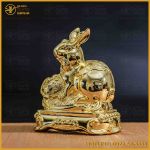 Tượng thỏ đồng vàng mạ vàng kích thước 15x12cm nặng 1,2kg