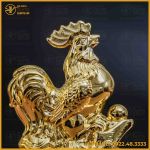 Tượng gà đồng vàng mạ vàng kích thước 15x12cm nặng 1,2kg