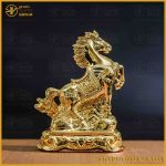 Tượng ngựa đồng vàng mạ vàng kích thước 15x12cm nặng 1,2kg