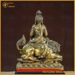 Tượng Phật Văn Thù Bồ Tát đồng vàng kích thước 30x25cm