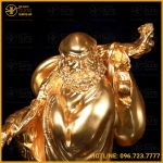 Tượng Đạt Ma đồng vàng dát vàng kích thước 28x38x15cm nặng 7,5 kg