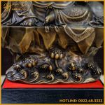 Tượng Phật Di Lạc bệ đá đồng vàng hun cao 40cm ngang 28cm