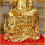 Tượng Quan Âm tự tại đồng đỏ dát vàng cao 38cm