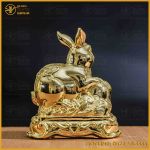 Tượng thỏ đồng vàng mạ vàng kích thước 15x12cm nặng 1,2kg