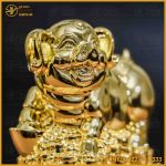 Tượng heo đồng vàng mạ vàng kích thước 15x15cm nặng 1,5kg