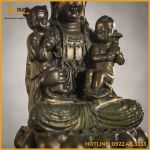 Tượng Quan Âm Tế Tử đồng vàng cao 27,5cm ngang 15,5cm