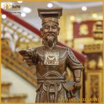 Tượng Đinh Tiên Hoàng đồng đỏ khảm tam khí cao 80cm