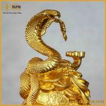 Hộp quà tặng rắn ngậm tiền đồng vàng dát vàng cao 29cm