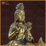 Tượng Phật Văn Thù Bồ Tát đồng vàng kích thước 30x25cm