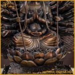 Tượng Phật Thiên Thủ Thiên Nhãn đồng vàng hun cao 42cm ngang 40cm sâu 25cm