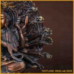 Tượng Phật Chuẩn Đề đồng vàng hun cao 40cm ngang 35cm sâu 20cm