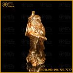 Tượng Đạt Ma đồng vàng dát vàng kích thước 28x38x15cm nặng 7,5 kg