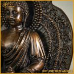 Tượng Phật Dược Sư đồng vàng hun cao 28cm