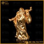 Tượng Đạt Ma đồng vàng dát vàng kích thước 28x38x15cm nặng 7,5 kg