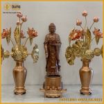 Tượng Phật A Di Đà đứng tiếp dẫn bằng đồng đỏ cao 60cm