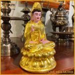 Tượng Phật Quan Âm đồng đỏ dát vàng cao cấp