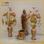 Tượng Phật A Di Đà đứng tiếp dẫn bằng đồng đỏ cao 60cm