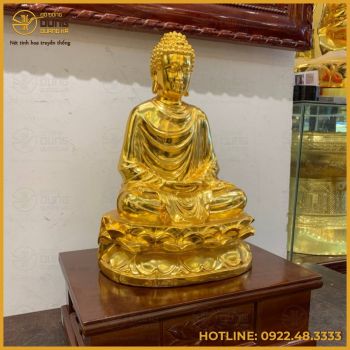 Tượng Phật Thích Ca bằng đồng mạ vàng cao cấp