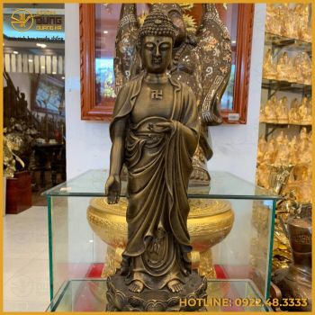 Tượng Đức Phật A Di Đà bằng đồng hun nâu cổ kính