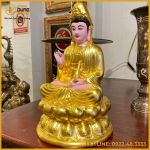 Tượng Phật Quan Âm đồng đỏ dát vàng cao cấp