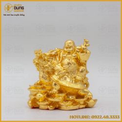 Tượng Phật Di Lặc cưỡi long quy dát vàng 9999
