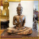 Tượng Phật Thích Ca bằng đồng đỏ làm màu cổ kính