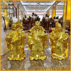 Bộ tượng Tam Đa bằng đồng thếp vàng 9999