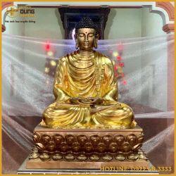 Tượng Phật Thích Ca thiền định bằng đồng đỏ tinh xảo