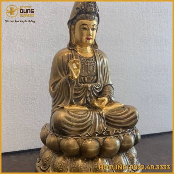 Tượng Phật Bà Quan Âm đồng đỏ làm màu cổ kính