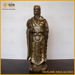Tượng Khổng Minh đứng bằng đồng khảm tam khí cao 55cm