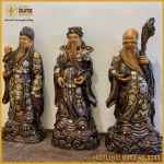 Bộ tượng Tam Đa bằng đỏ khảm tam khí kỹ